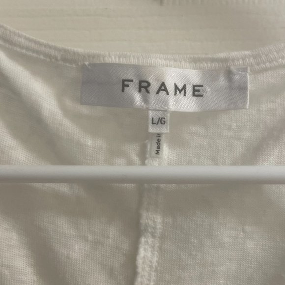 EUC Frame Women's White Sheer Linen Shirred Top Size L - Picture 3 of 6